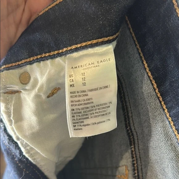 American Eagle Outfitters Women's Ripped Jean Shorts - Dark Blue - Picture 2 of 3